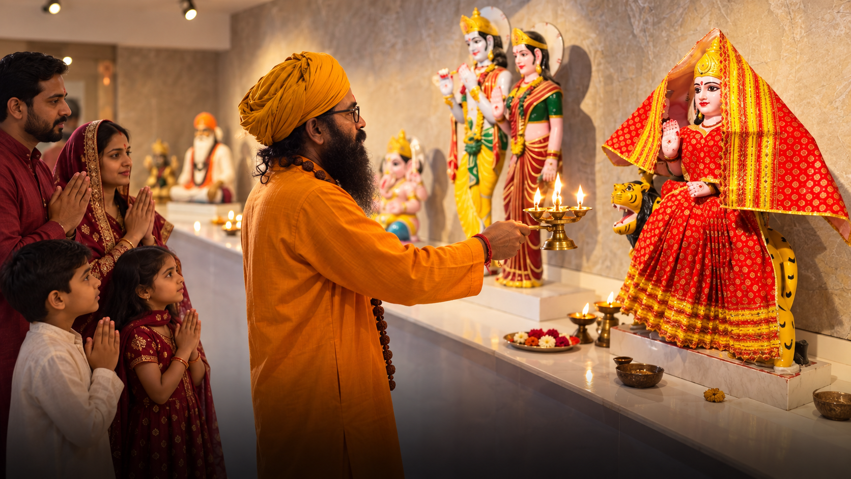 Daily puja and aarti at Shiv Parmarth Dham